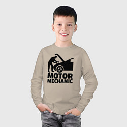 Лонгслив хлопковый детский Motor mechanic, цвет: миндальный — фото 2