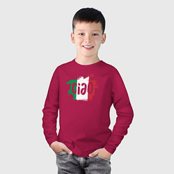 Лонгслив хлопковый детский Привет Италия, цвет: маджента — фото 2