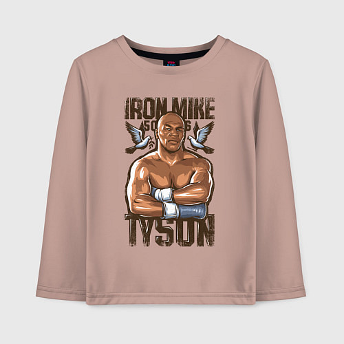 Детский лонгслив Iron Mike Tyson Железный Майк Тайсон / Пыльно-розовый – фото 1