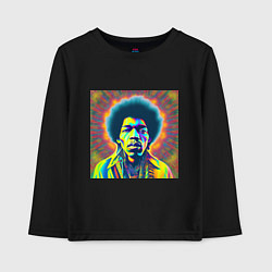 Лонгслив хлопковый детский Jimi Hendrix Magic Glitch Art, цвет: черный