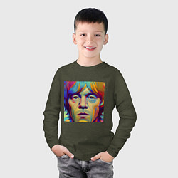 Лонгслив хлопковый детский Brian Jones Digital Portret, цвет: меланж-хаки — фото 2