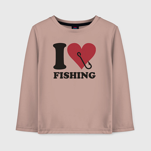 Детский лонгслив I love fishing / Пыльно-розовый – фото 1