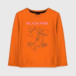Лонгслив хлопковый детский Blackpink автограф, цвет: оранжевый
