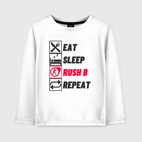 Детский лонгслив Eat sleep rush b repeat / Белый – фото 1