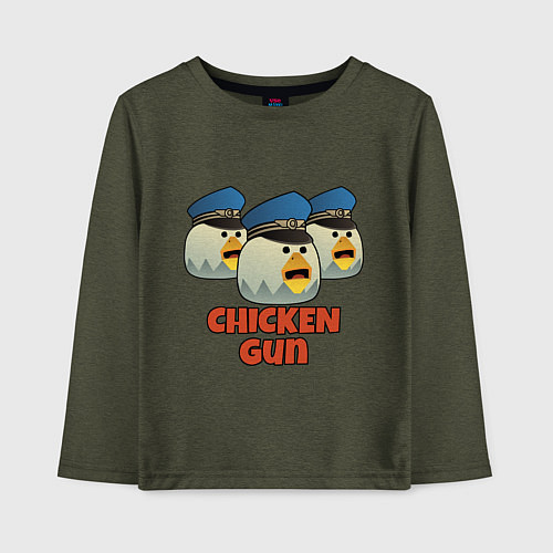 Детский лонгслив Chicken Gun команда синие / Меланж-хаки – фото 1