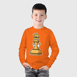 Лонгслив хлопковый детский Шахматная пешка InChess, цвет: оранжевый — фото 2