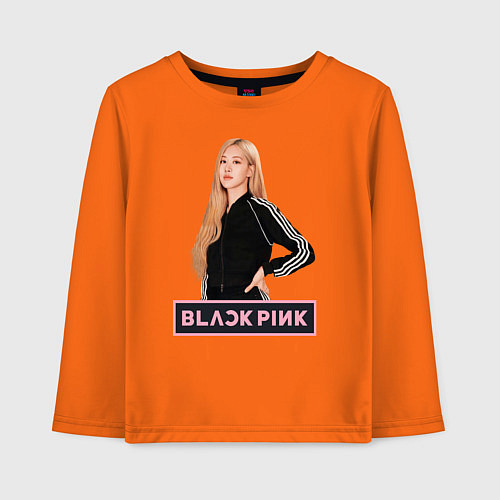 Детский лонгслив Блэкпинк Роза / Оранжевый – фото 1