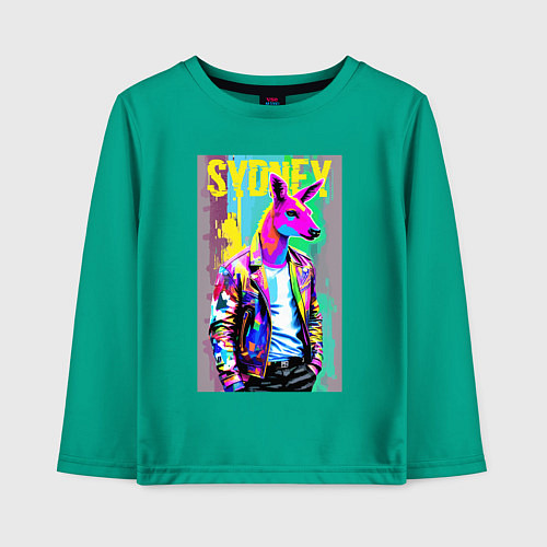 Детский лонгслив Kangaroo fashionista - Sydney - Australia / Зеленый – фото 1