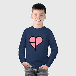 Лонгслив хлопковый детский Сердечко BLACKPINK, цвет: тёмно-синий — фото 2