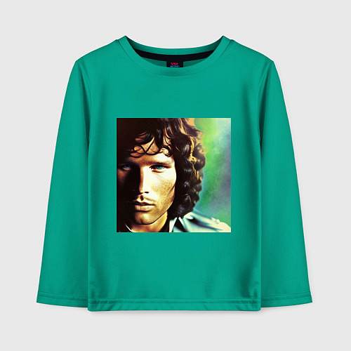Детский лонгслив Jim Morrison One eye Digital Art / Зеленый – фото 1