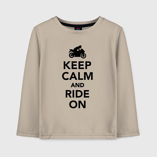 Детский лонгслив Keep calm and ride on / Миндальный – фото 1