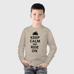 Лонгслив хлопковый детский Keep calm and ride on, цвет: миндальный — фото 2