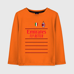 Лонгслив хлопковый детский Рафаэль Леао ФК Милан форма 2223 гостевая, цвет: оранжевый