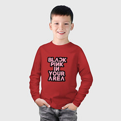 Лонгслив хлопковый детский Группа Блэк Пинк в твоем районе, цвет: красный — фото 2