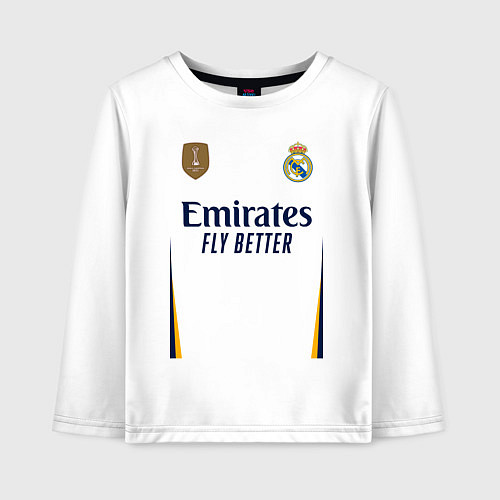 Детский лонгслив Винисиус Жуниор ФК Реал Мадрид форма 2324 домашняя / Белый – фото 1