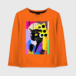 Детский лонгслив Black cat cheese - pop art - poster