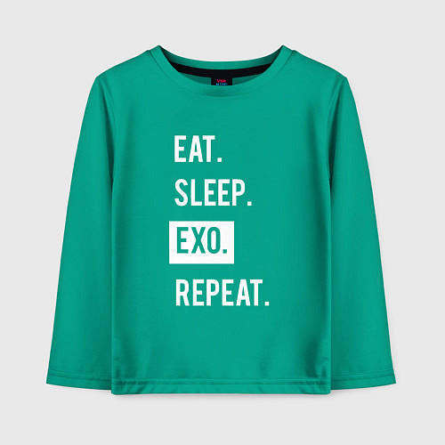 Детский лонгслив Eat Sleep EXO Repeat / Зеленый – фото 1