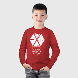 Лонгслив хлопковый детский EXO лого, цвет: красный — фото 2