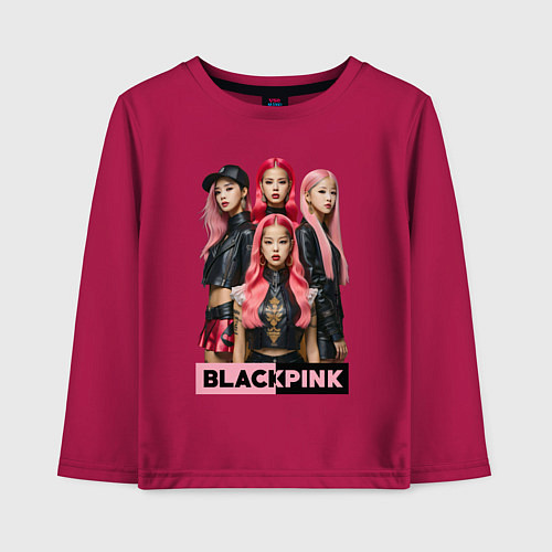 Детский лонгслив Блэкпинк постер / Маджента – фото 1