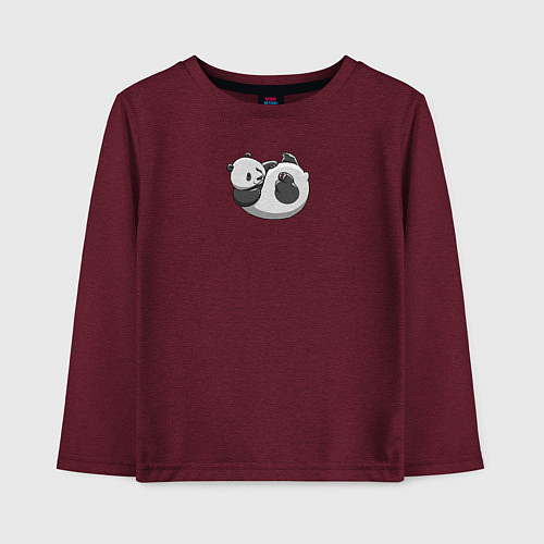 Детский лонгслив Панда смешная / Меланж-бордовый – фото 1