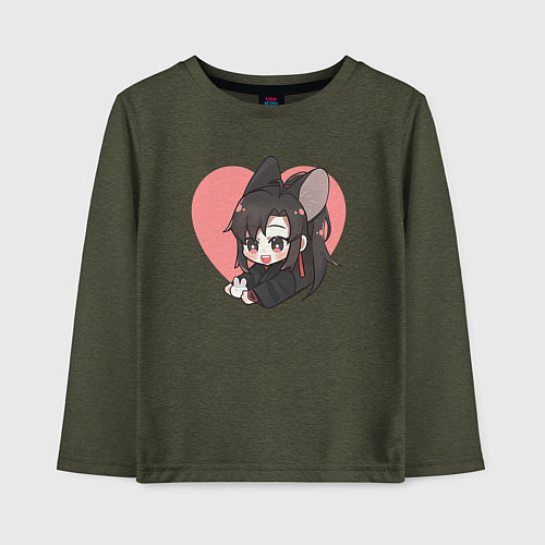 Детский лонгслив Wei Wuxian heart / Меланж-хаки – фото 1