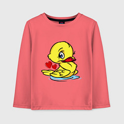 Лонгслив хлопковый детский Duckling hearts, цвет: коралловый