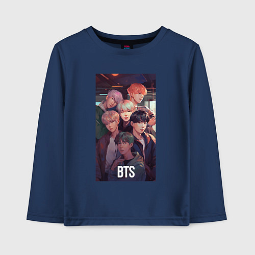 Детский лонгслив BTS kpop art anime / Тёмно-синий – фото 1