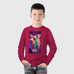 Лонгслив хлопковый детский BTS anime kpop style, цвет: маджента — фото 2