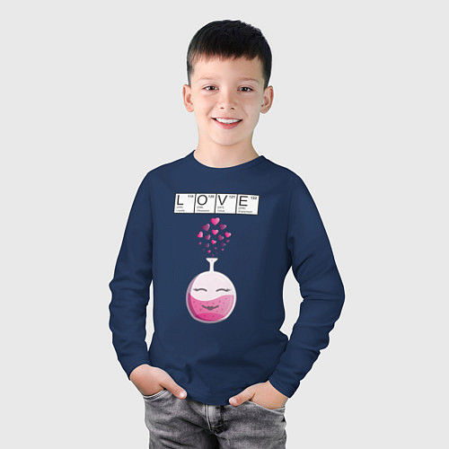 Детский лонгслив Химия любви - для нее / Тёмно-синий – фото 3