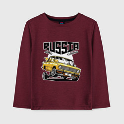 Лонгслив хлопковый детский Russia tuning car, цвет: меланж-бордовый