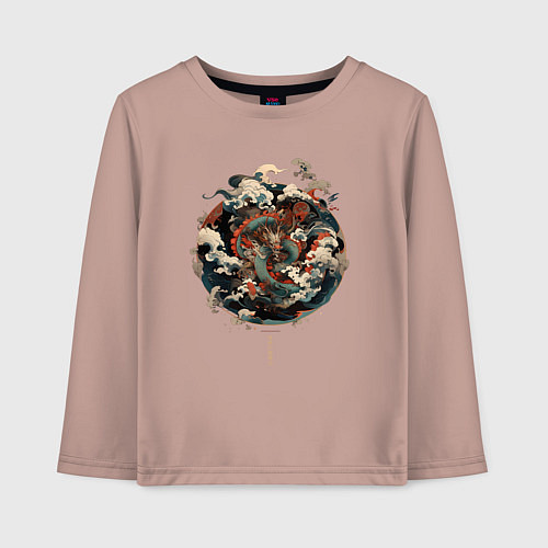 Детский лонгслив Power of the Dragon god / Пыльно-розовый – фото 1