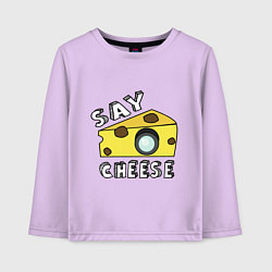 Лонгслив хлопковый детский Say cheese, цвет: лаванда