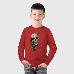 Лонгслив хлопковый детский Зомби Цветы, цвет: красный — фото 2