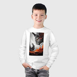 Лонгслив хлопковый детский Rabbit vs devil - neural network, цвет: белый — фото 2