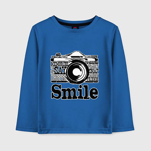 Детский лонгслив Smile camera / Синий – фото 1