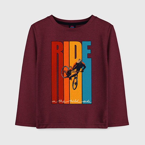 Детский лонгслив MTB - ride / Меланж-бордовый – фото 1