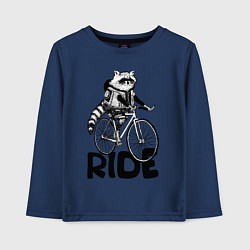 Лонгслив хлопковый детский Raccoon ride, цвет: тёмно-синий