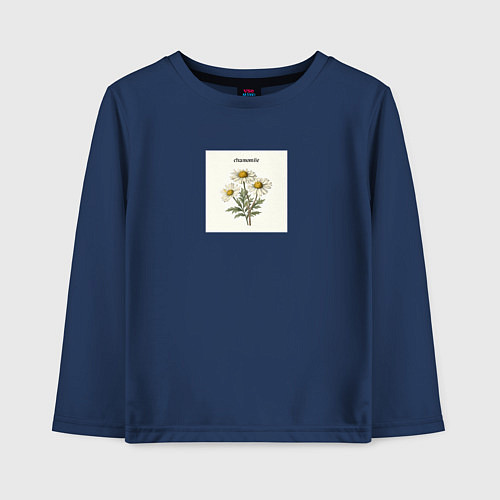 Детский лонгслив Ромашки chamomile / Тёмно-синий – фото 1