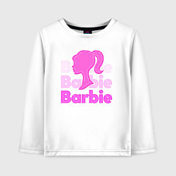 Лонгслив хлопковый детский Логотип Барби объемный, цвет: белый
