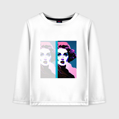 Детский лонгслив Девушка поп-арт / Белый – фото 1