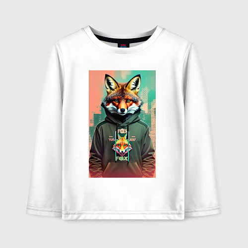 Детский лонгслив Dude fox - urban style / Белый – фото 1