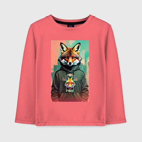 Детский лонгслив Dude fox - urban style / Коралловый – фото 1