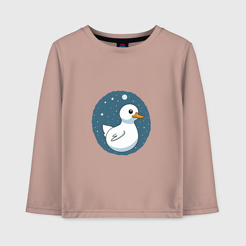 Детский лонгслив Утка в космосе / Пыльно-розовый – фото 1