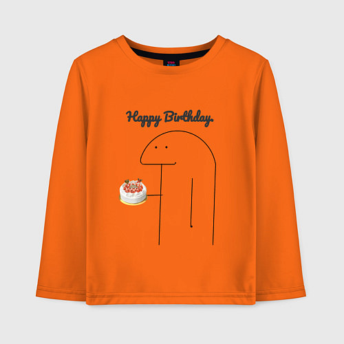 Детский лонгслив Happy Birthday Party / Оранжевый – фото 1
