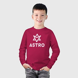 Лонгслив хлопковый детский Astro logo, цвет: маджента — фото 2