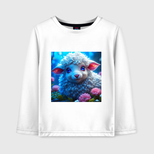 Детский лонгслив Милая овечка от нейросети / Белый – фото 1