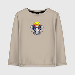 Лонгслив хлопковый детский Слон и наушники, цвет: миндальный