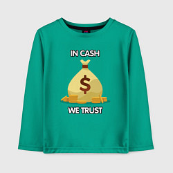 Лонгслив хлопковый детский In cash we trust, цвет: зеленый