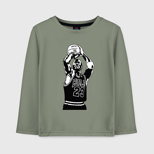 Детский лонгслив Майкл Джордан бросает мяч / Авокадо – фото 1