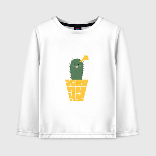 Детский лонгслив Смешной Кактус / Белый – фото 1